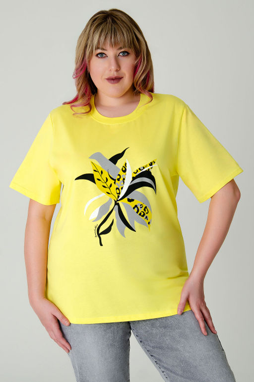 Арт. 3-1150 Футболка женская 50-58 (5 шт) Цвет:желтый - Калинка фото 19
