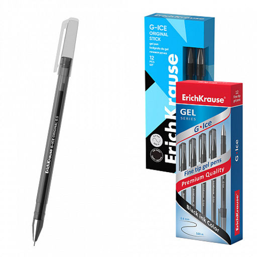 Цена за 12 шт. Ручка гелевая ErichKrause G-Ice Stick Original 0.5, цвет чернил синий (в коробке по 12 шт.) фото 6