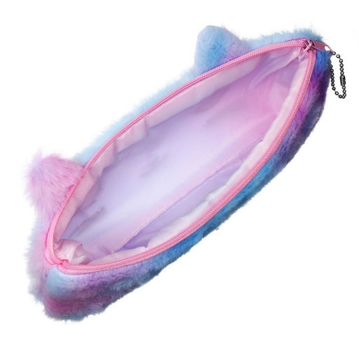 Пенал школьный меховой на молнии Calligrata «Кошечка», пушистый, с ушками, МИКС