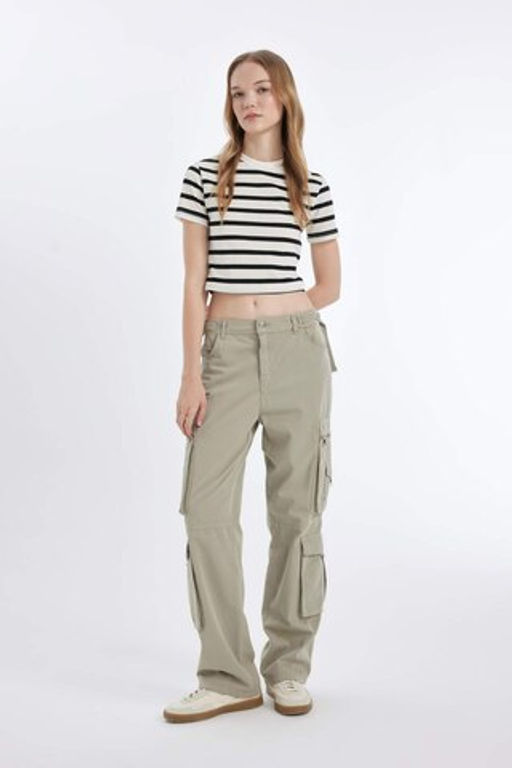 Coool Straight Fit Gabardin Pantolon Kargo Cepli - Defacto фото 2