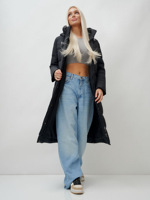 Пальто зимнее MTFORCE 9606Ch женское черное утеплитель 270 г/м²  фото 20