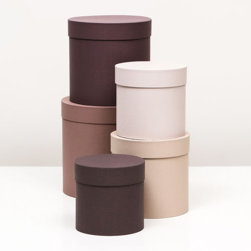 Набор шляпных подарочных коробок 5 в 1, песочный, 23×23-15×15 см