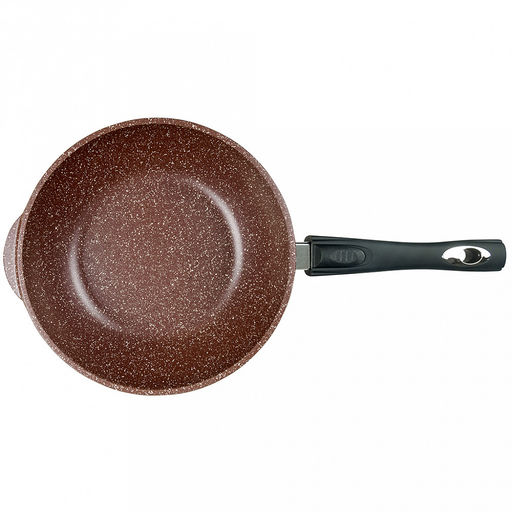 Сотейник с антипригарным покрытием д26см "Шоколад", h8,2см, s0,4см, съемная ручка из термостойкого пластика, стеклянная крышка с пароотводом, подарочная упаковка (Россия)