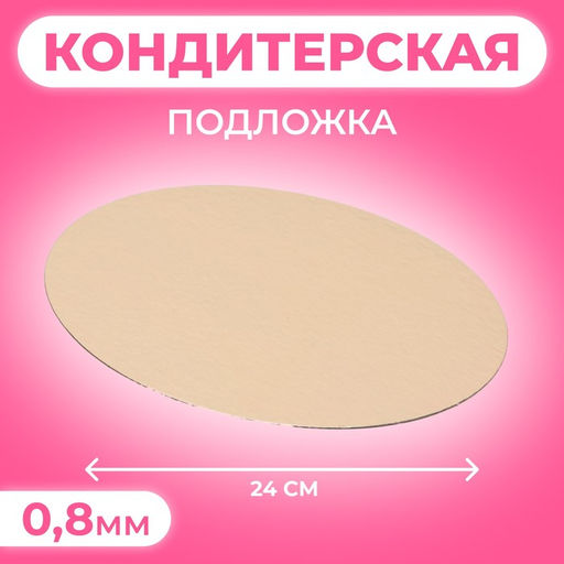 Цена за 25 шт. Подложка для торта, 24 см, золото - белая, 0.8 мм