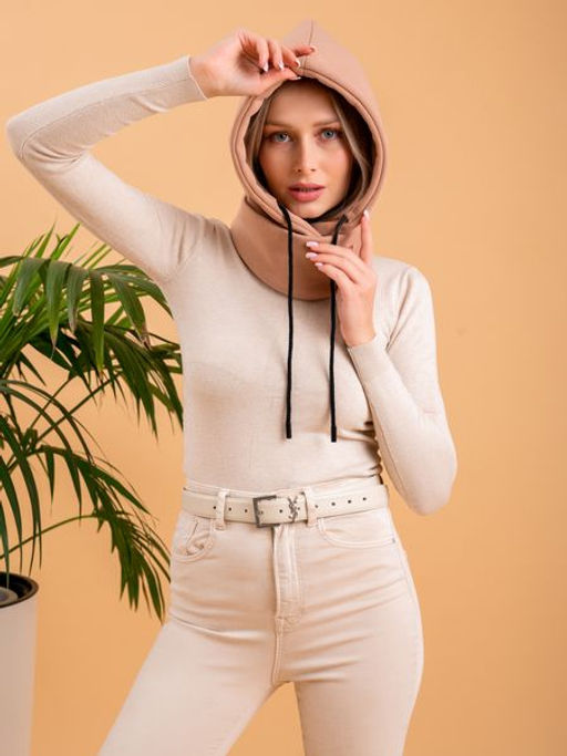 Капюшон трикотажный бежевый, капор - Yollochka фото 3