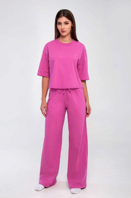Арт. 10804/7 Домашний костюм с брюками 44-52 (5 шт) Цвет:верх-малиновый,низ-малиновый - Калинка фото 10