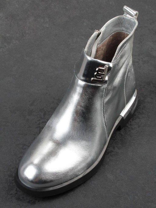 01-B48B-87C GREY/SILVER Ботинки демисезонные женские (натуральная кожа, байка)