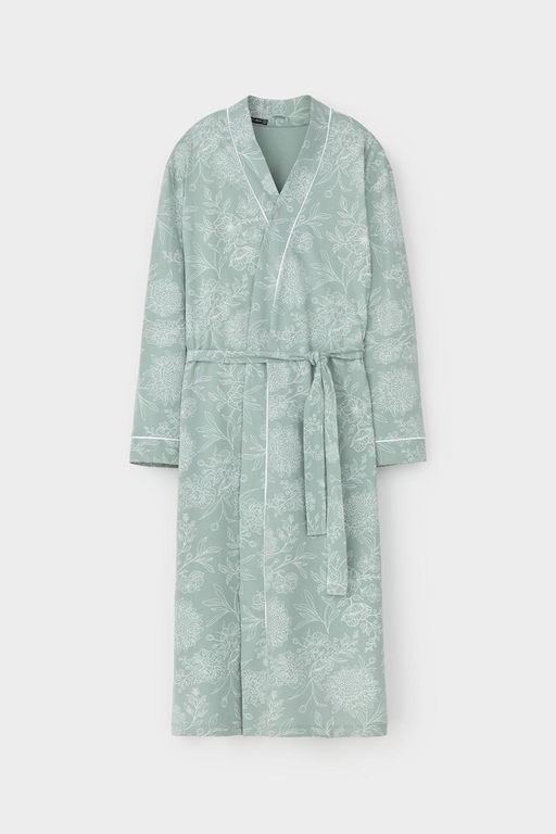 Е 50005/24/голубой прибой,кружевные цветы халат жен