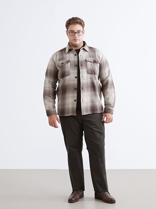 Regular Fit Uzun Kollu Ekose Erkek G?mlek Ceket