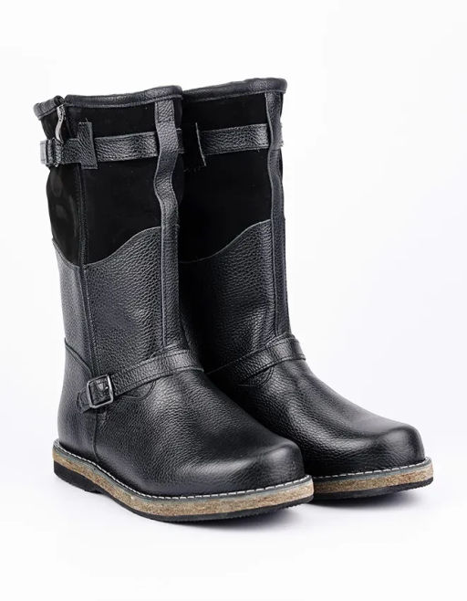 Сапоги Монголки черные с замком, войлочная подошва,