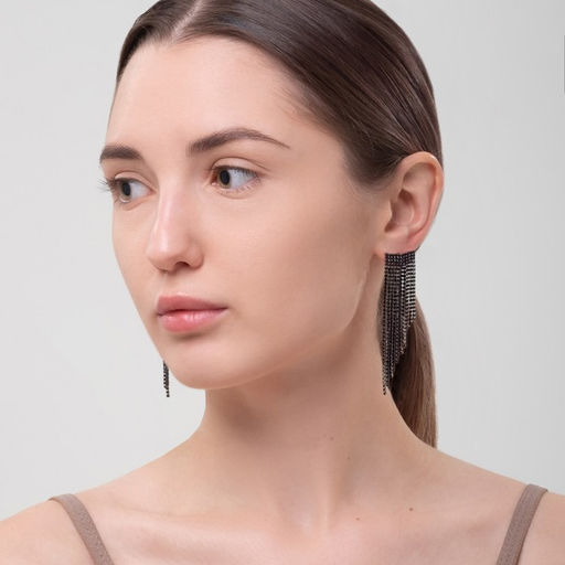 Серьги висячие со стразами Водопад, 8 см, чёрные в серебре