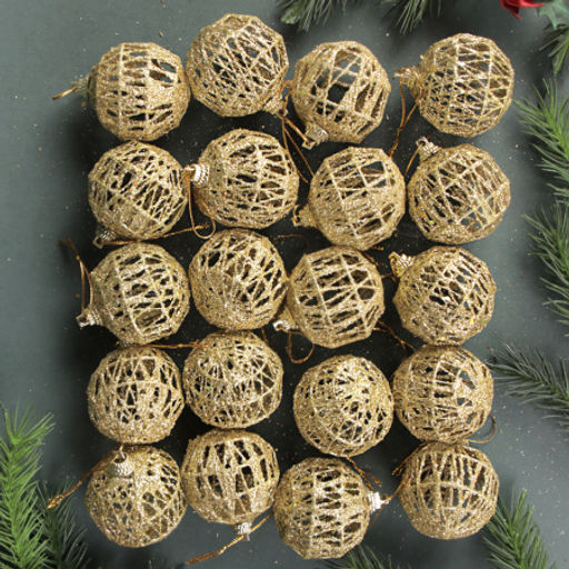 Елочное украшение Шар Ажурный 20 штук 4 см / SF2023-121 /уп 72/ золото - ГалеонТрейд фото 2