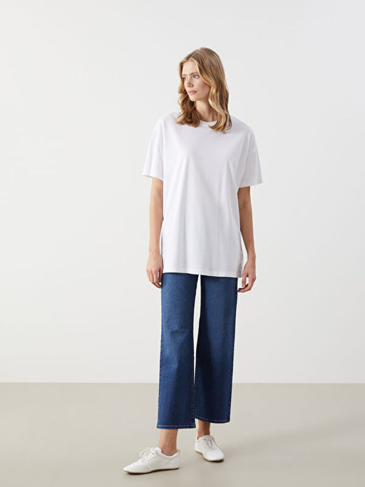 Bisiklet Yaka Oversize Kad?n Ti??rt