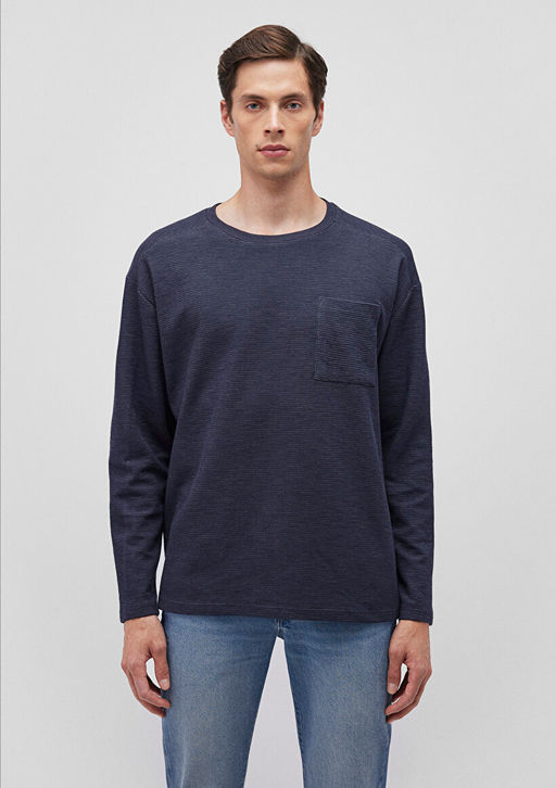 Lacivert Basic Tisort - Mavi фото 3