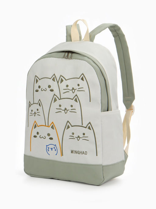 Рюкзак школьный на молнии, с карманами, с рисунком, размер 30?14?43 см, белый/розовый