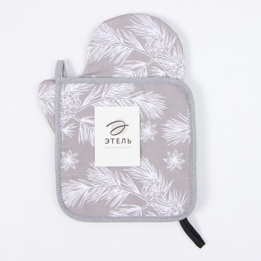 Набор кух. Этель Рождественские ветки: прихватка 19х19 см, варежка-прихватка 20х28 см, 100  фото 4