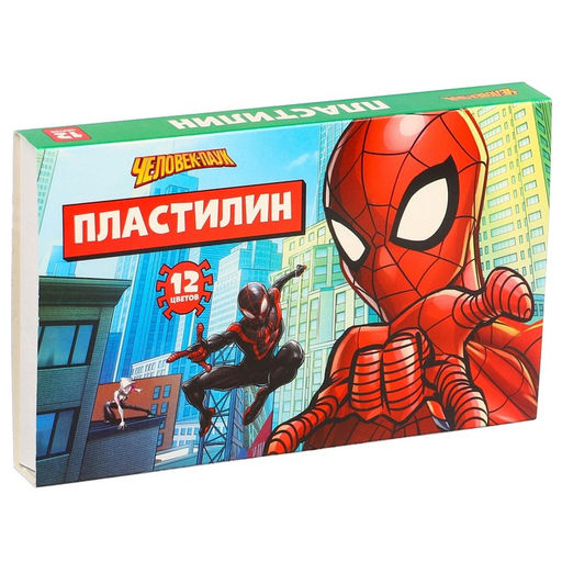 Пластилин 12 цветов, 180 г, Человек паук