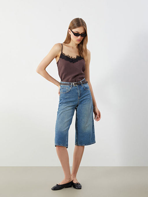 V Yaka Dantel Detayl? Ask?l? Modal Kar???ml? Bluz