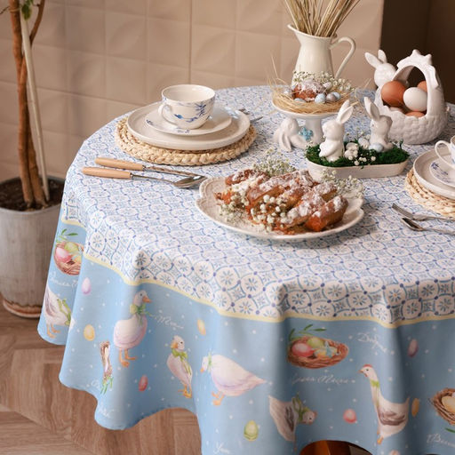 Скатерть Этель Пасхальные радости, d=148 см, саржа, хлопок, 190г/м2  фото 4