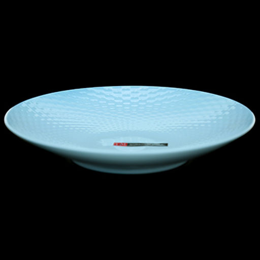 "ДМ" Блюдо фарфоровое "Плетенка-колор" д205мм, h35мм, голубой (Китай)