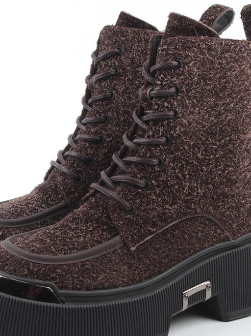 01-DMD-D257 BROWN Ботинки демисезонные женские (натуральная кожа, байка)