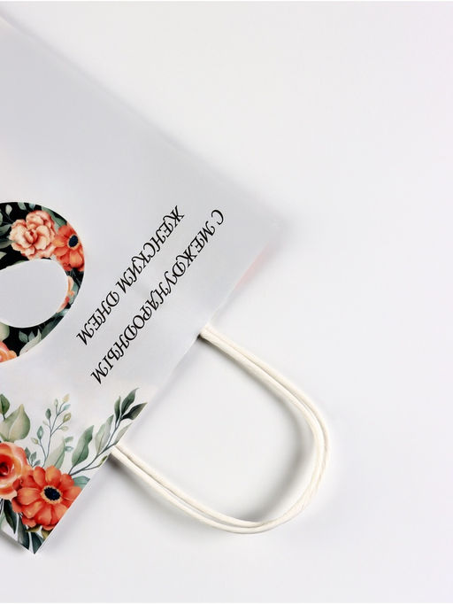 Цена за 2 шт. Пакет подарочный крафт С 8 Марта, 21?11?27 см