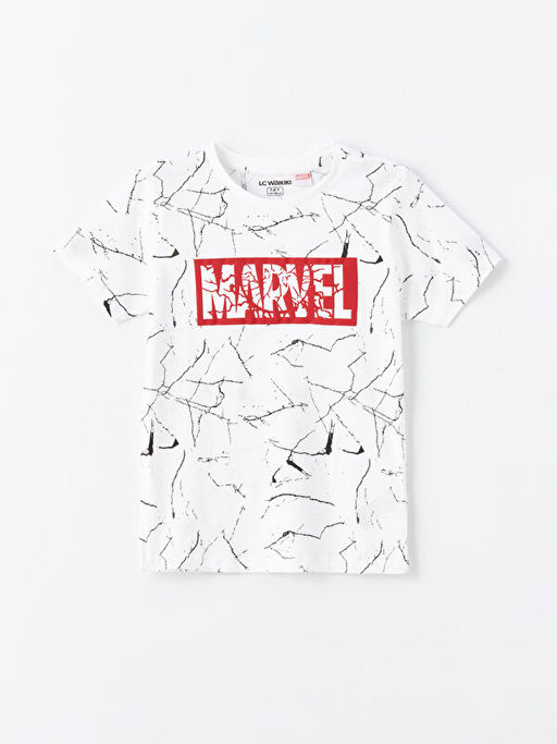 Bisiklet Yaka Marvel Bask?l? K?sa Kollu Erkek ?ocuk ?ortlu Pijama Tak?m? - Waikiki фото 2