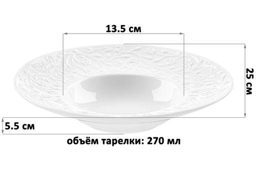 Тарелка глубокая Elan Gallery Веточки-цветочки фарфор 25×25×5.5 см фото 9