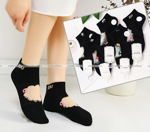 Цена за 6 пар. 6 ПАР - MORRAH носки женские укороченные хлопок + капрон АССОРТИ