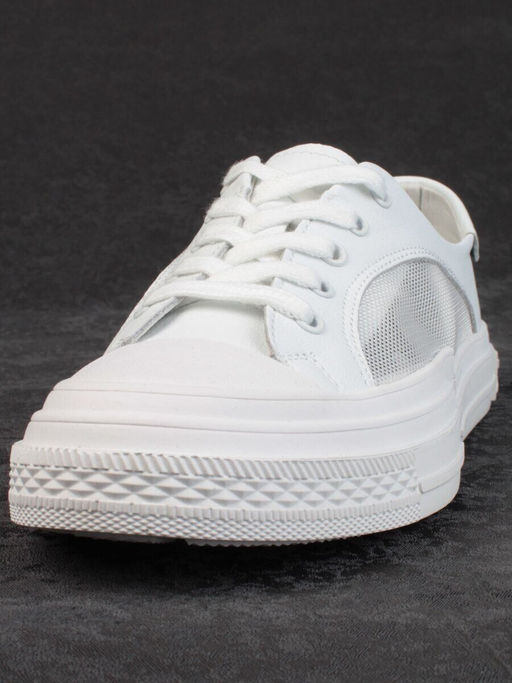 05-PDXL46-1 WHITE Кроссовки женские (натуральная кожа)