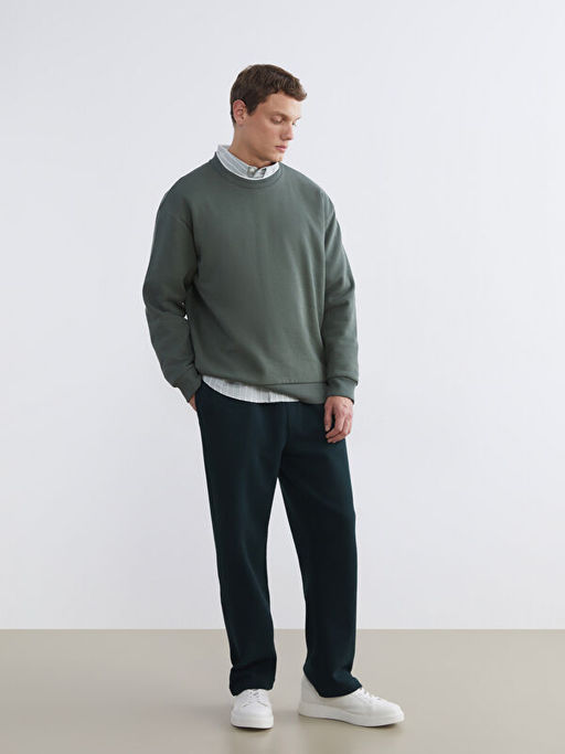 Bisiklet Yaka Erkek Kal?n Sweatshirt