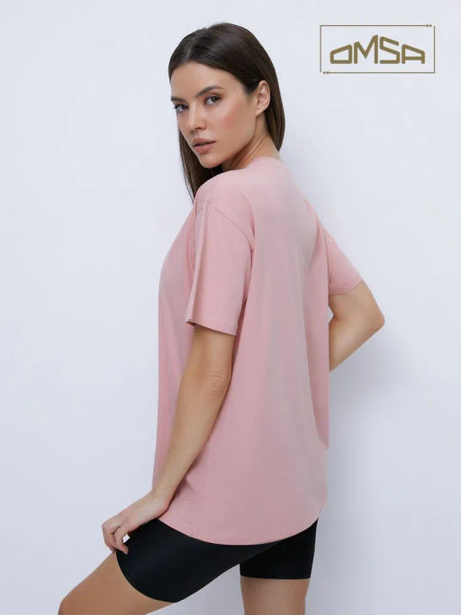 OmT_D1301 Фуфайка (футболка) OVERSIZE, COTTON - pesca - Omsa фото 5