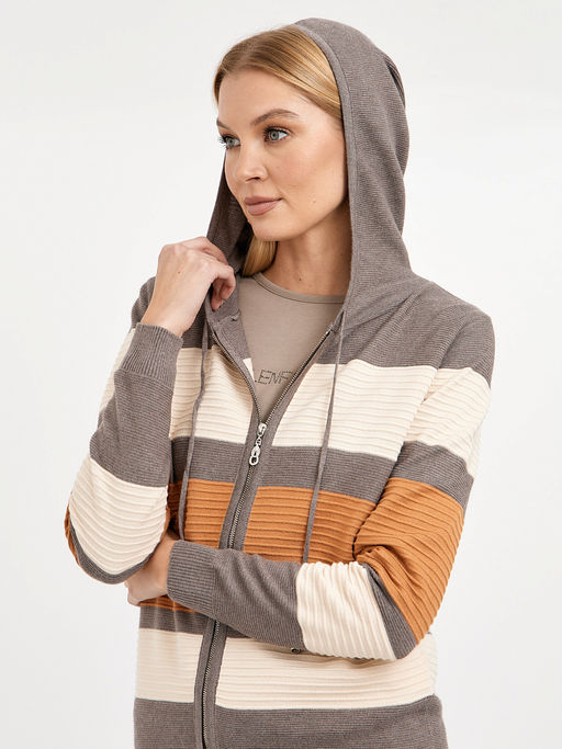 кардиган женский на молнии в широкую полоску - Glenfield фото 7