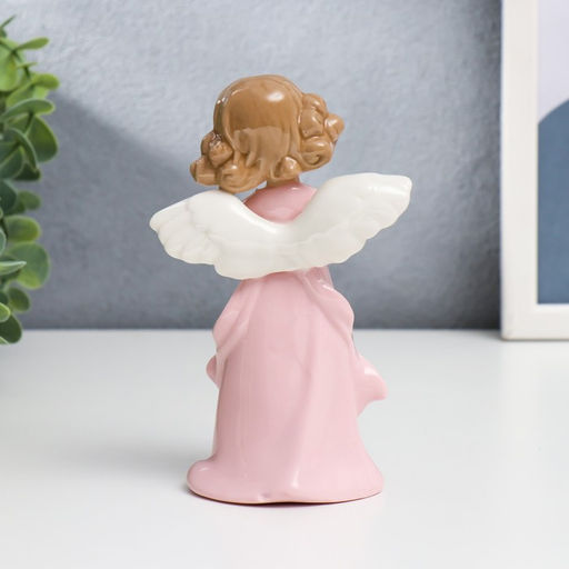 Фигурка керамика «Ангелочек-девочка с корзинкой белых роз», 14×5×8 см, МИКС