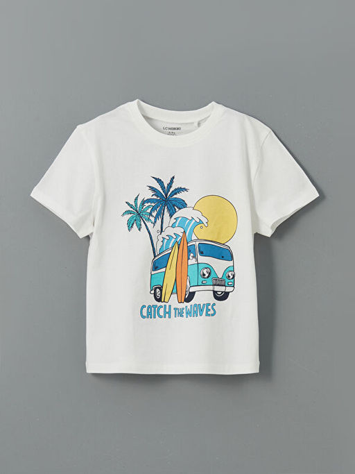 Bisiklet Yaka Bask?l? Erkek ?ocuk Ti??rt