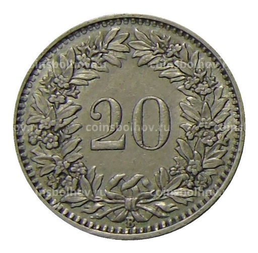 Монета 20 раппенов 1939 года Швейцария