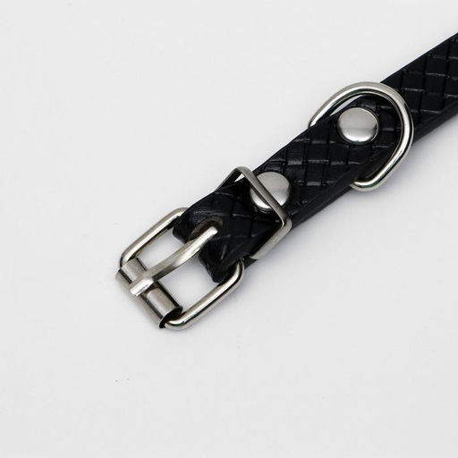 Ошейник рифленый Грани, 33 х 1,2 см, ОШ 23-29, чёрный - Пижон фото 4