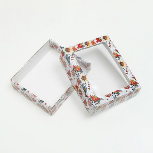 Цена за 5 шт. Коробка подарочная крышка-дно Цветы, с окном, 18 х 15 х 5 см - UPAK LAND фото 3