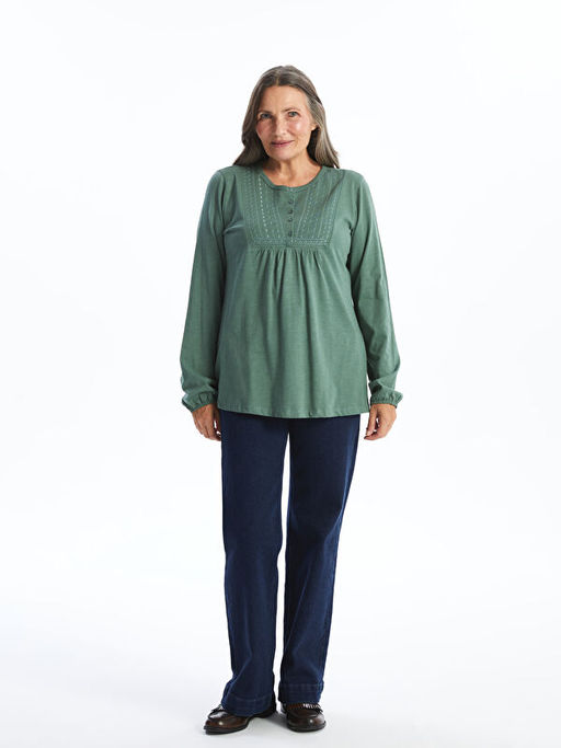 Bisiklet Yaka Nak??l? Kad?n Bluz