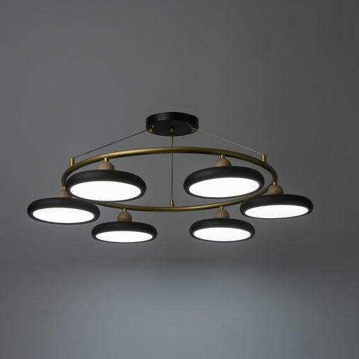 Люстра «Моника» 6 LED 144 Вт 3000-6000К черно-золотой 78×78×100 см