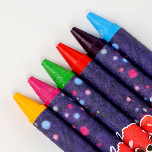 Восковые мелки - карандаши с блёстками «Панда», 6 цветов