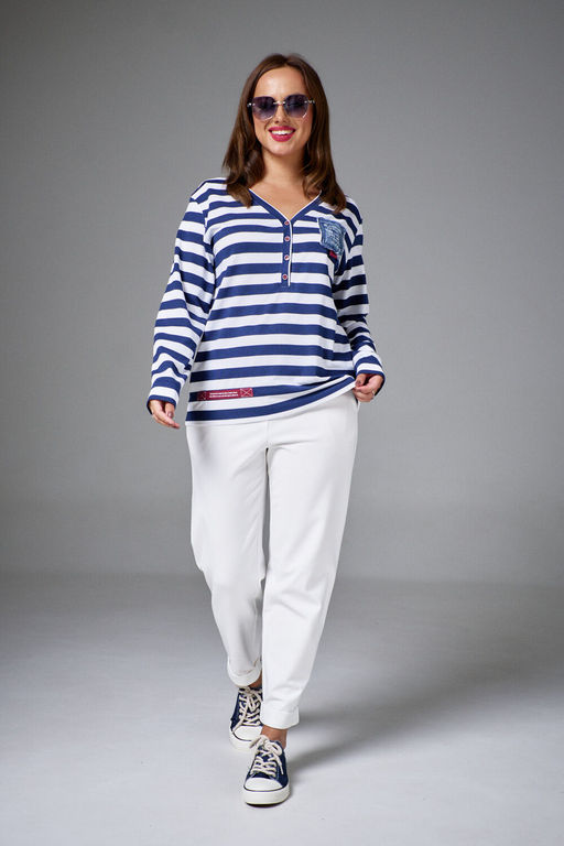 Джемпер AVE RARA 2248 бело-синяя полоска  фото 5