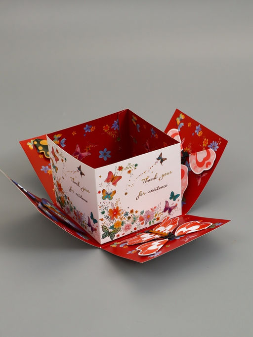 Коробка подарочная "Бабочки, Спасибо" 14,5 х 14,5 х 12,7 см