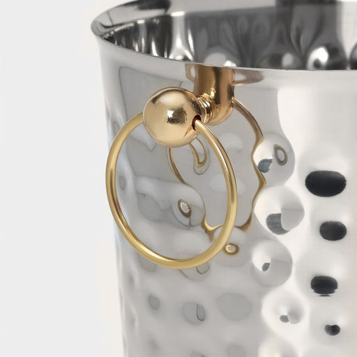 Ведро для льда «Чеканный», 5.2 л, 25×20×20.5 см, нержавеющая сталь, золотые ручки