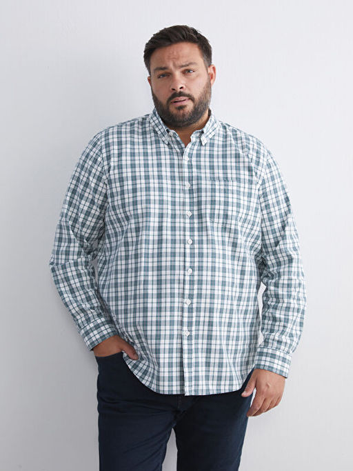 Regular Fit Uzun Kollu Ekose Poplin Erkek G?mlek