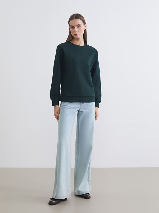 Bisiklet Yaka Kad?n Kal?n Sweatshirt