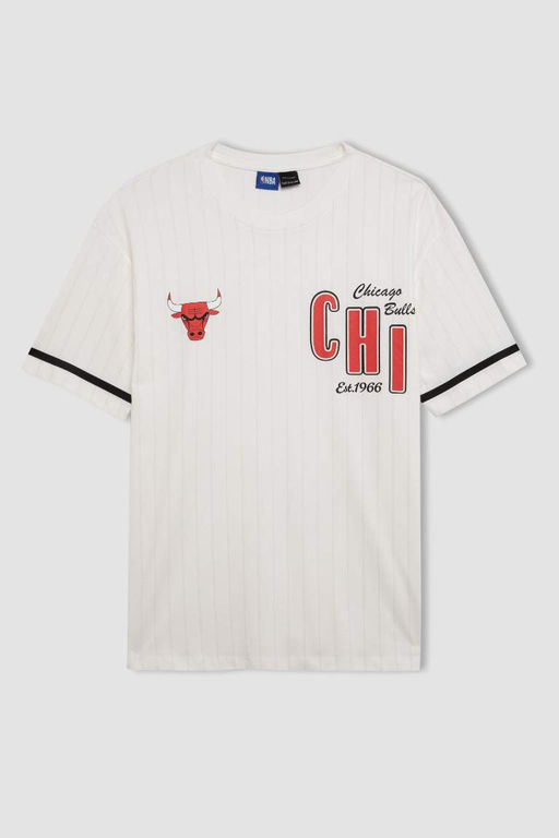 DeFactoFit Футболка свободного кроя с круглым вырезом и короткими рукавами NBA Chicago Bulls фото 7