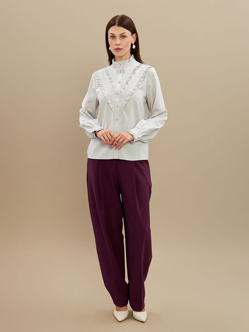 Блузка с рюшами OD-884-6 серо-коричневый