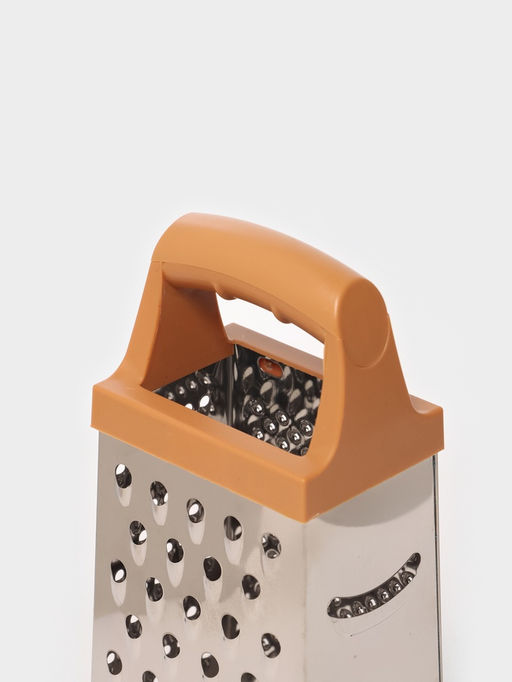 Тёрка четырёхгранная Доляна «Деревушка», 24.5×10.5 см, нержавеющая сталь, коричневая