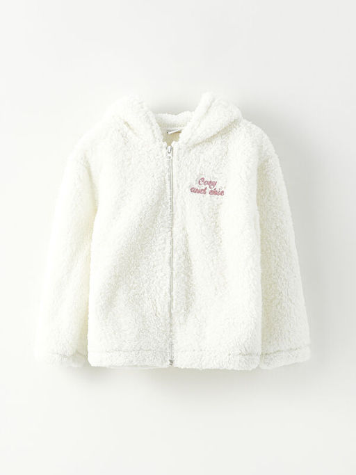 Kap??onlu Nak??l? Uzun Kollu Pel?? K?z ?ocuk Fermuarl? Sweatshirt - Waikiki фото 3